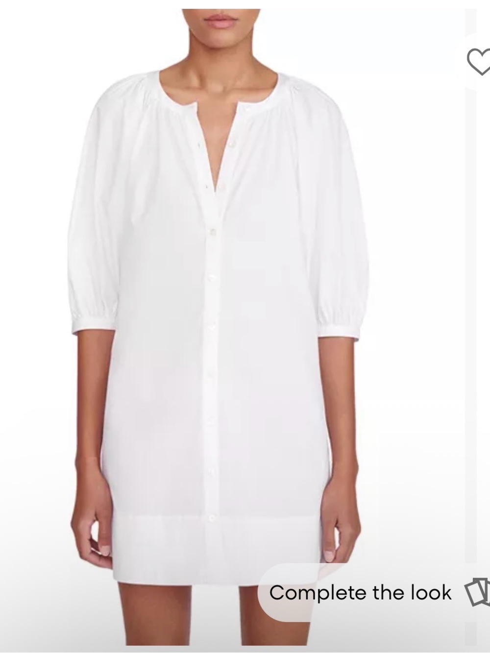 STAUD White Button-Front Peasant Tunic Dress